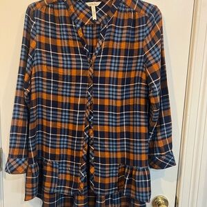 Matilda Jane Navy and Orange Plaid Shirt